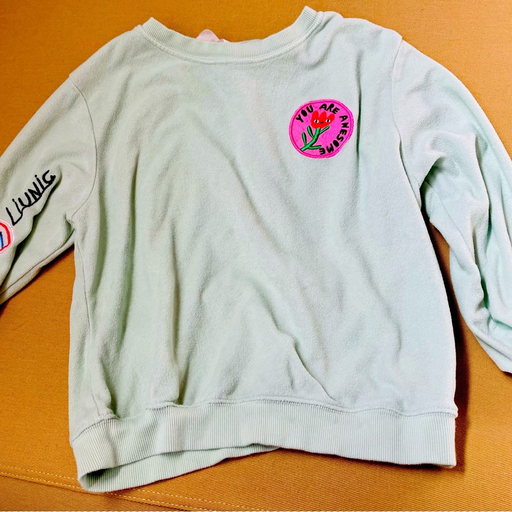 Girls unique mint green terry cloth sweatshirt